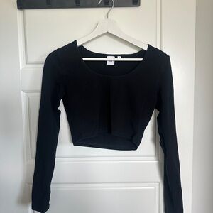 TNA Black Fitted Crop Long Sleeve